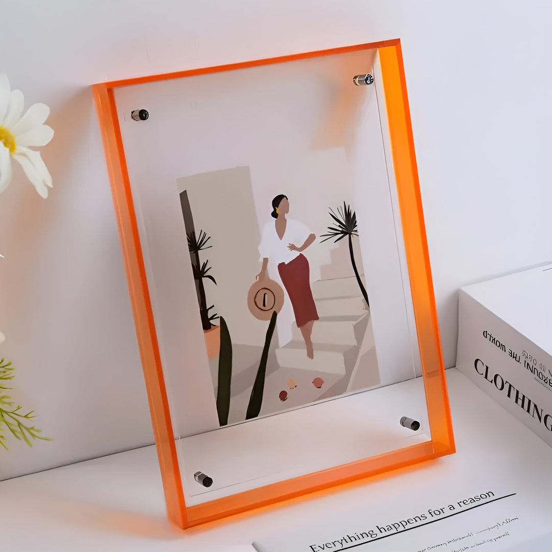 Neon Acrylic Picture Frame – Retro 1980s Style, Modern Decorative Photo Frame