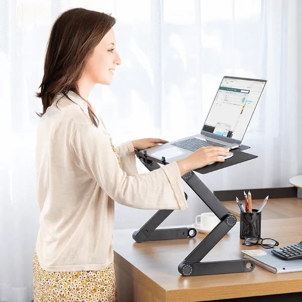 Adjustable Laptop Stand with Detachable Mouse Tray for Desk and Sofa