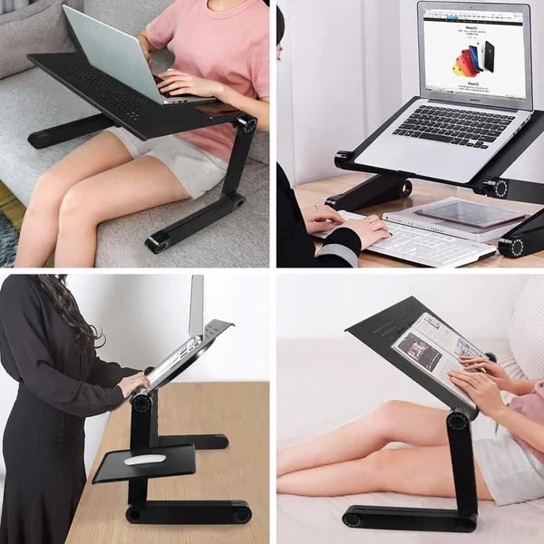 Adjustable Laptop Stand with Detachable Mouse Tray for Desk and Sofa