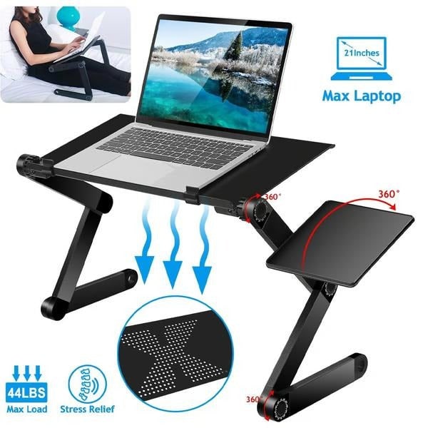 Adjustable Laptop Stand with Detachable Mouse Tray for Desk and Sofa