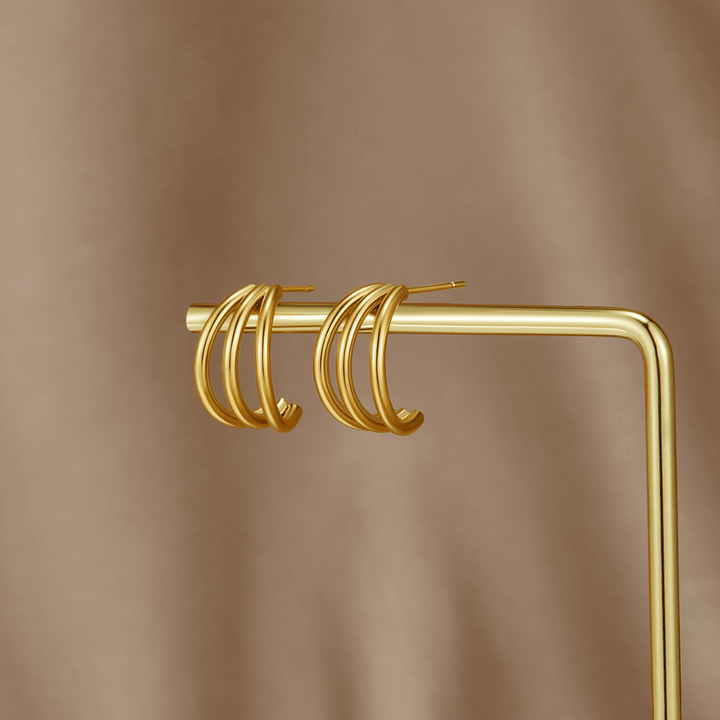 Anaya Triple Gold Hoop Earrings
