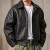Men's Faux Leather Jacket with Zip and Structured Collar for Spring