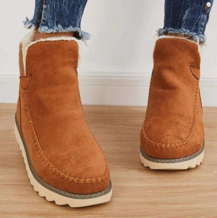 Women's Slip-On Winter Ankle Boots with Warm Lining and Non-Slip Sole