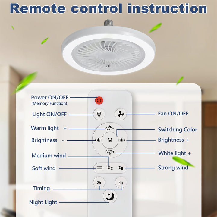 Slim LED Ceiling Fan Light – Dimmable and Quiet