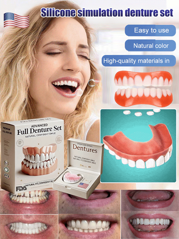 Flexible denture set for upper and lower jaw – reusable & customizable
