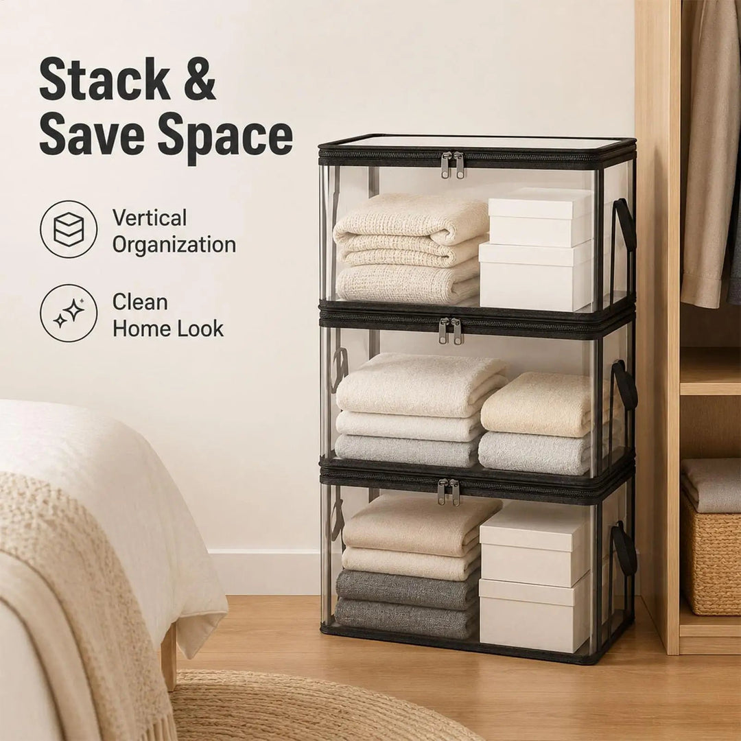 Transparent Storage Bags – Wardrobe and Moving Organizer