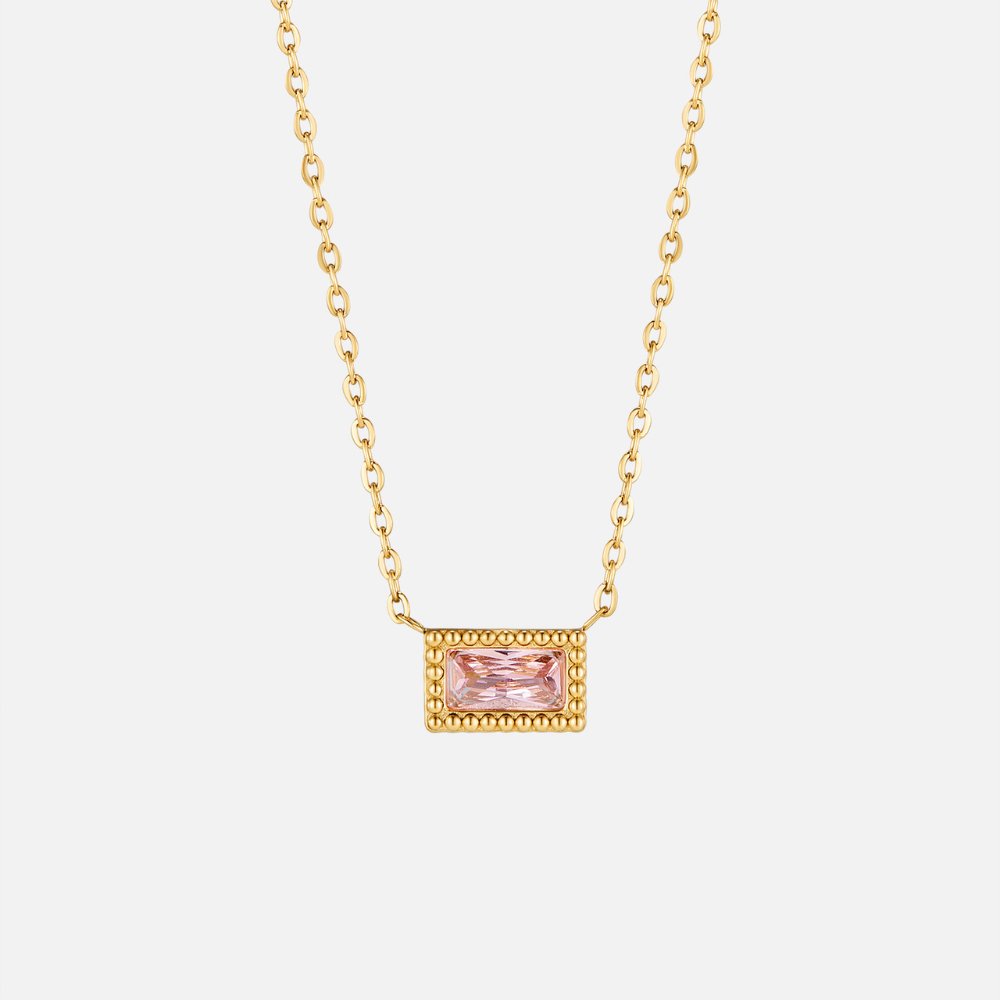 Baguette Birthstone Necklace.
