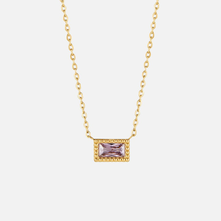 Baguette Birthstone Necklace.