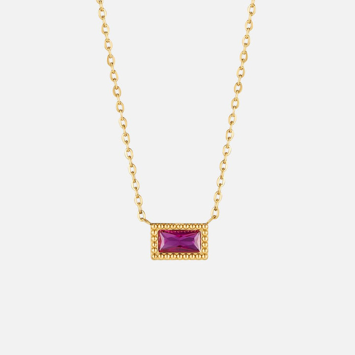 Baguette Birthstone Necklace