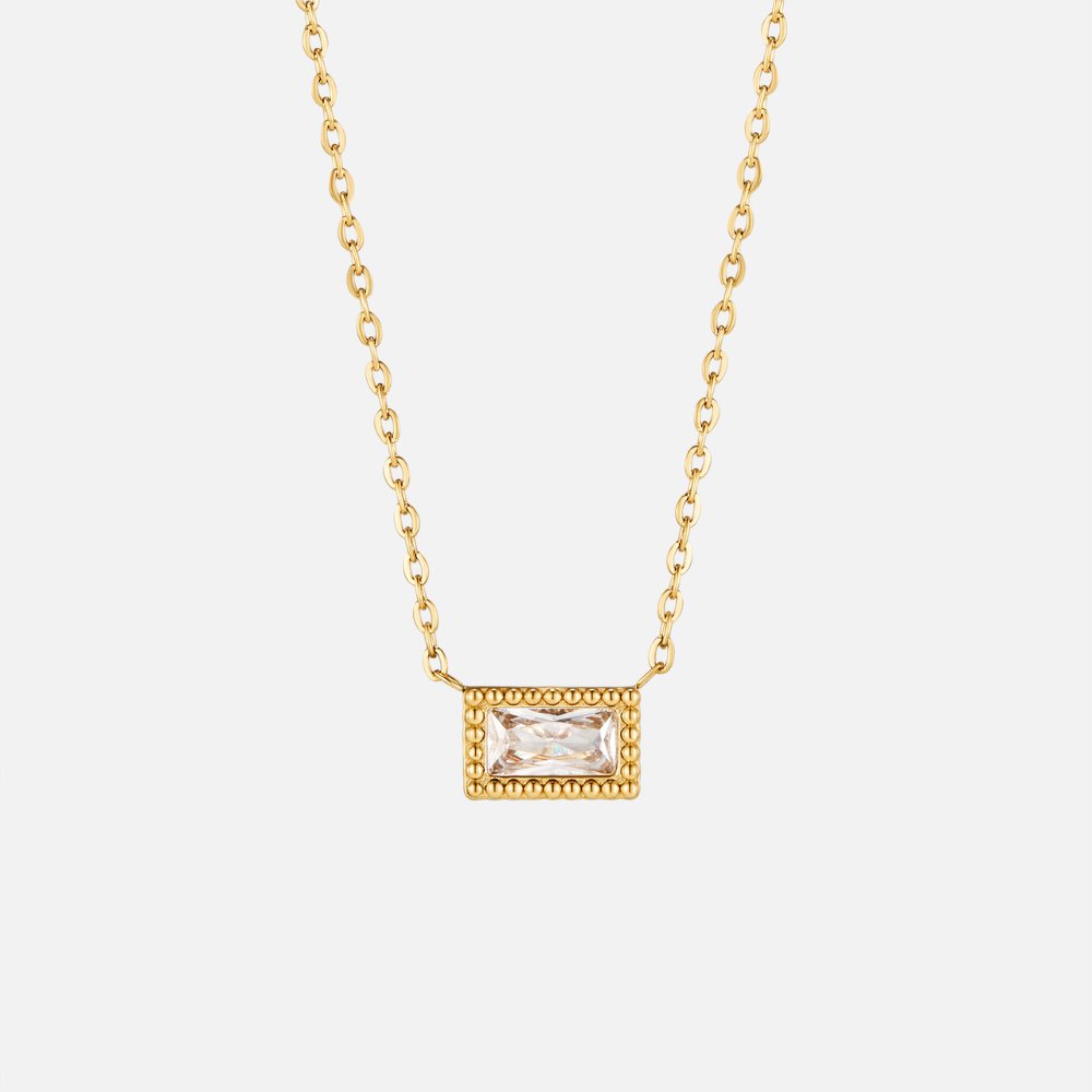 Baguette Birthstone Necklace.