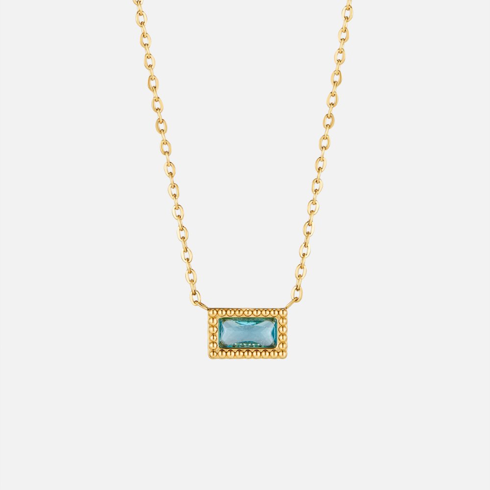 Baguette Birthstone Necklace.