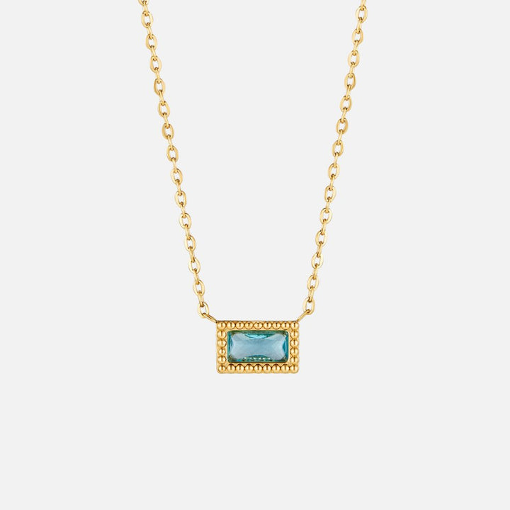 Baguette Birthstone Necklace.