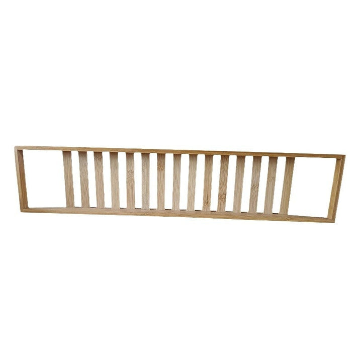 Bamboo Bath Caddy Tray for Bathtub with Slatted Design and Water-Draining Handles