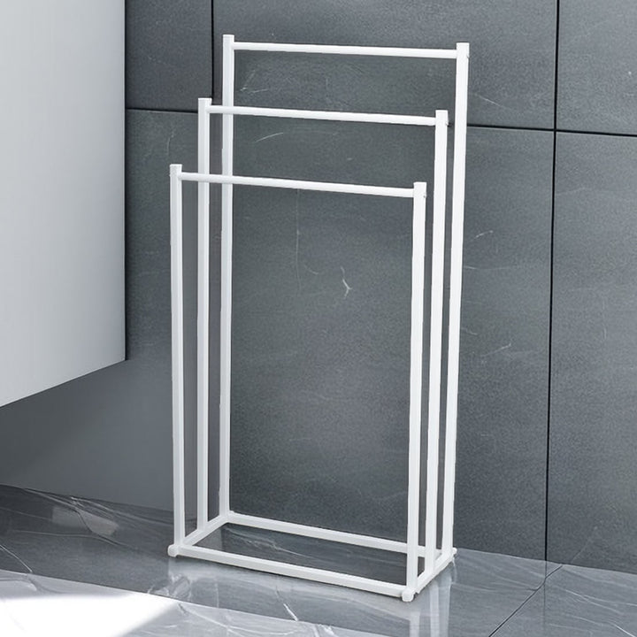Bathroom Freestanding Three-Tier Towel Rack Stand with Metal Frame and Hand Storage