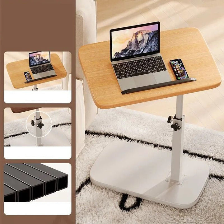 Height-Adjustable Rolling Laptop Desk with 360° Rotating Tabletop, 45–80 cm, 30 kg Load Capacity