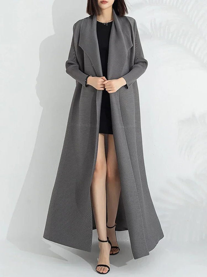 Elegant Overcoat with Wrap Front and Tie Belt for Women