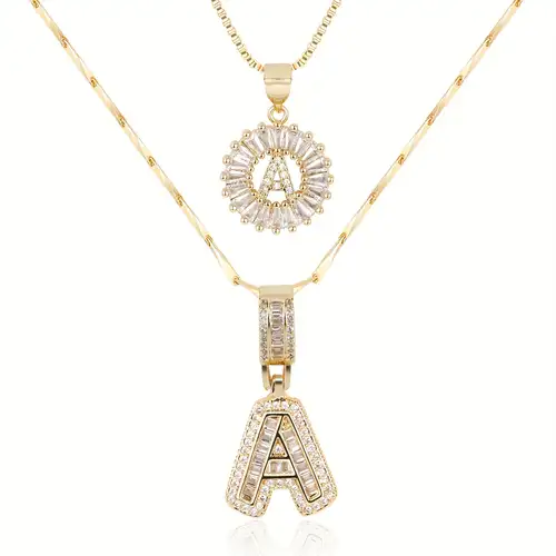 Elegant white gold initial necklace with pavé stones
