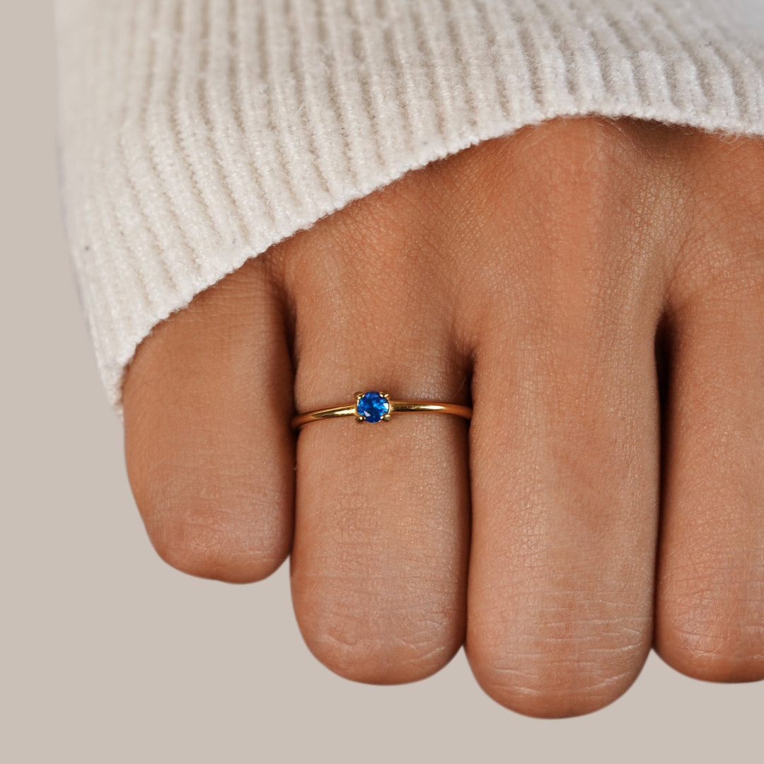 Soft gold ring with birthstone