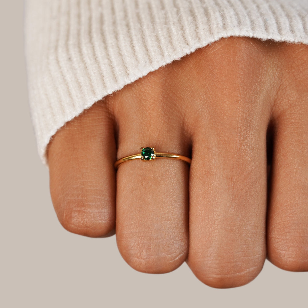 Soft gold ring with birthstone