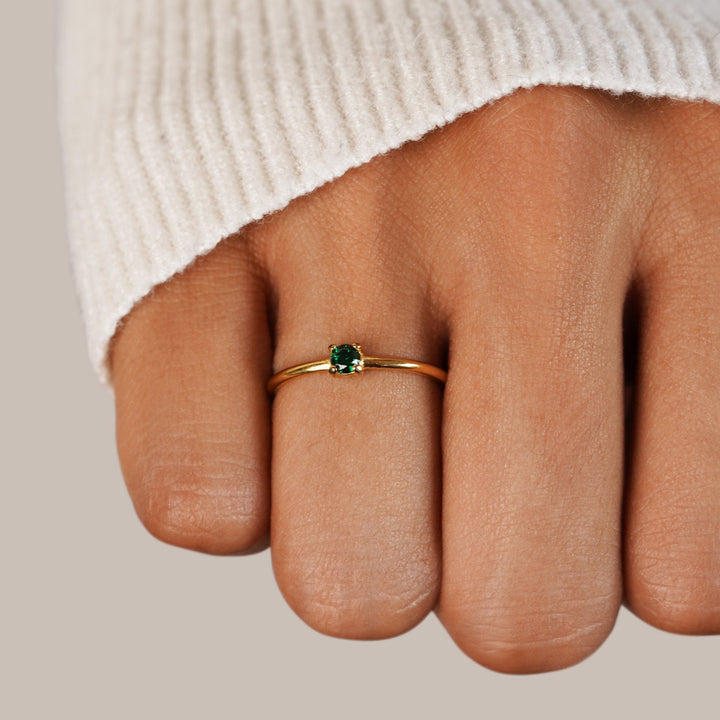 Soft gold ring with birthstone
