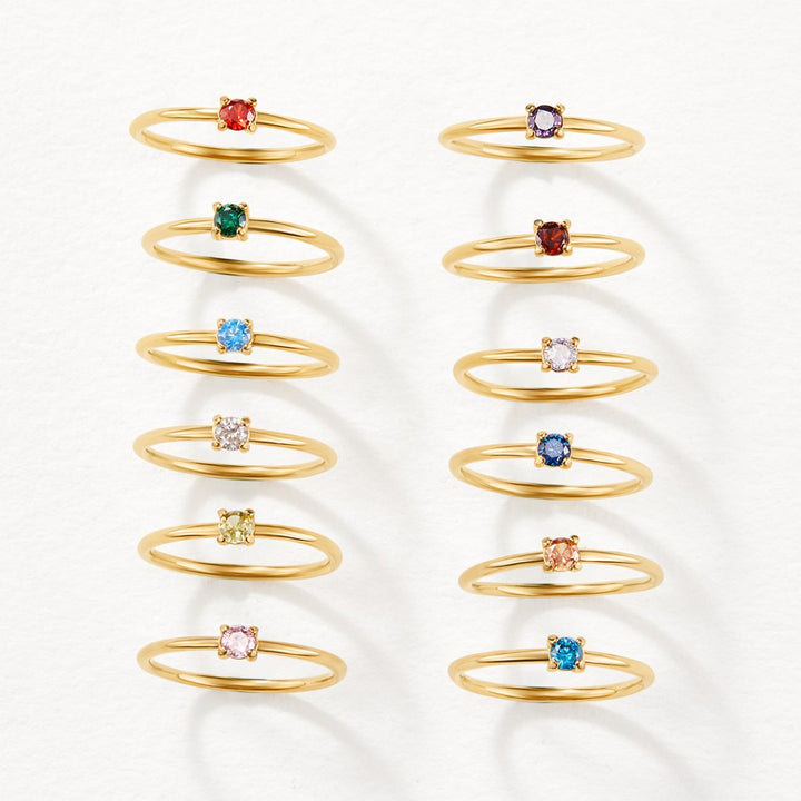 Soft gold ring with birthstone