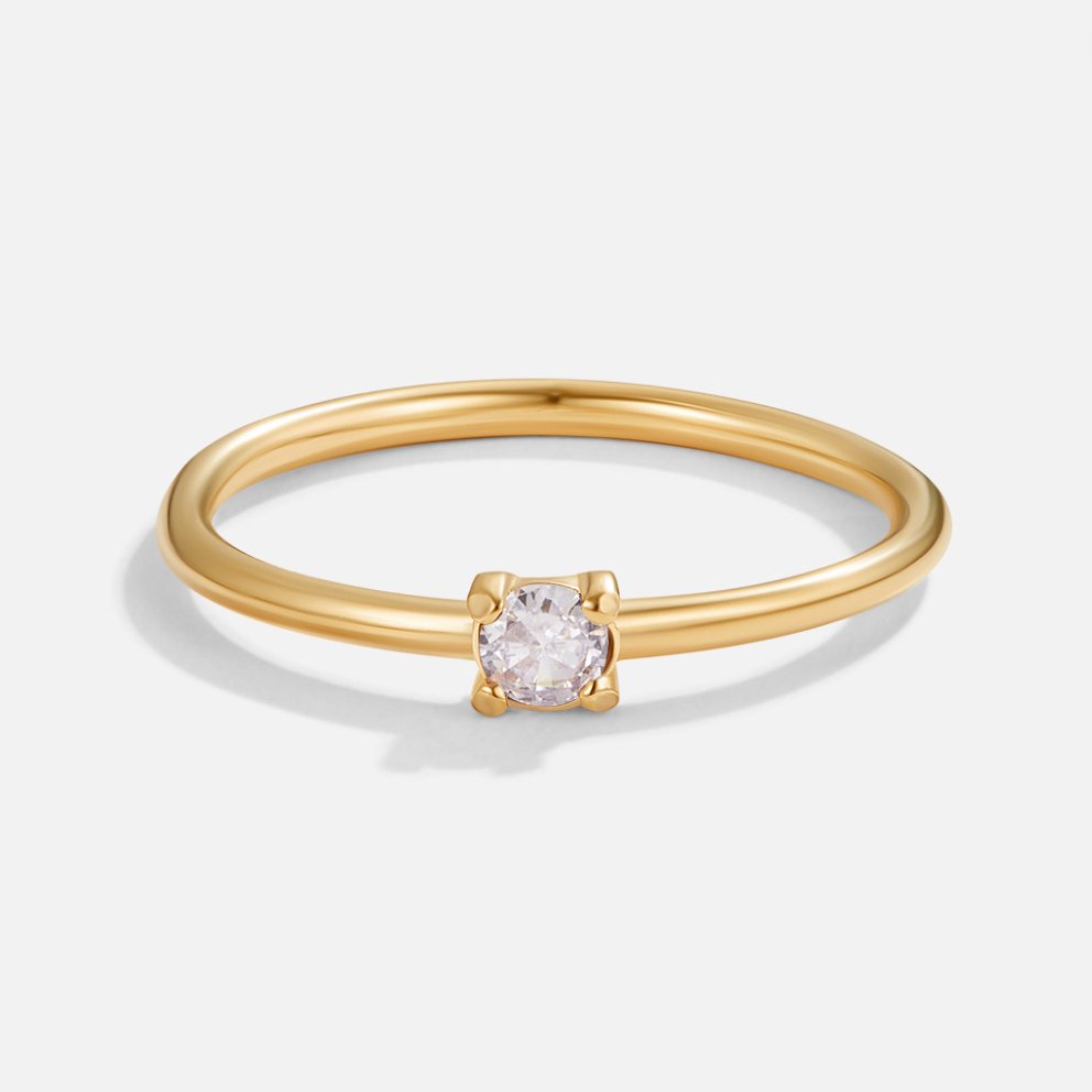 Soft gold ring with birthstone