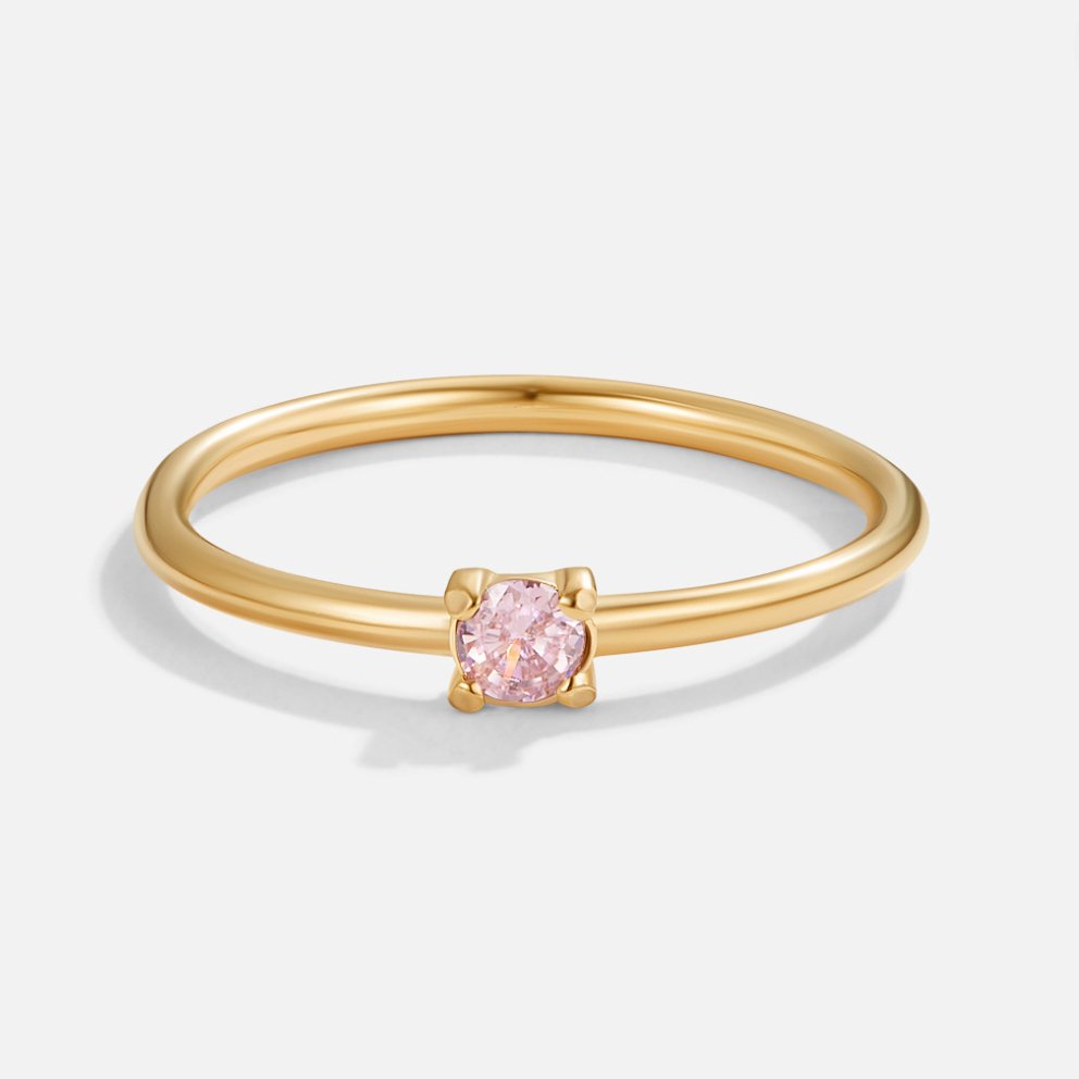 Soft gold ring with birthstone