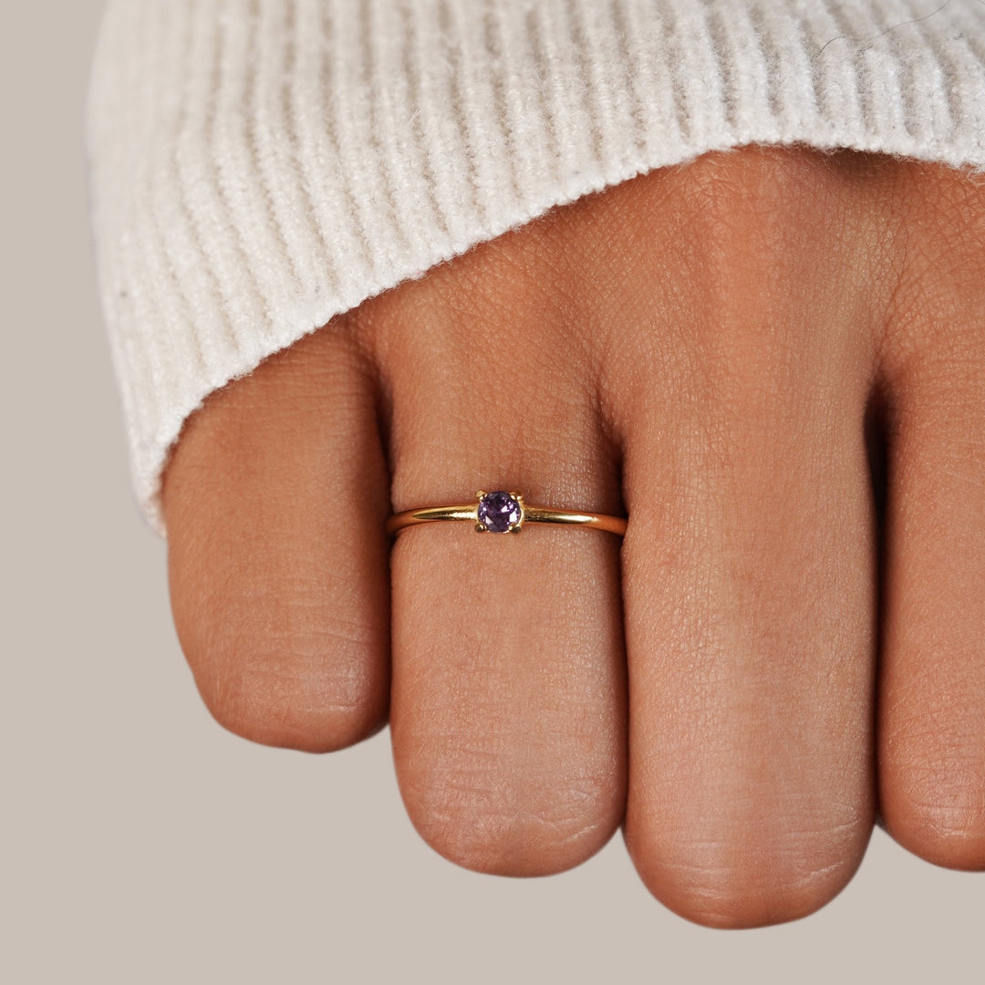 Soft gold ring with birthstone