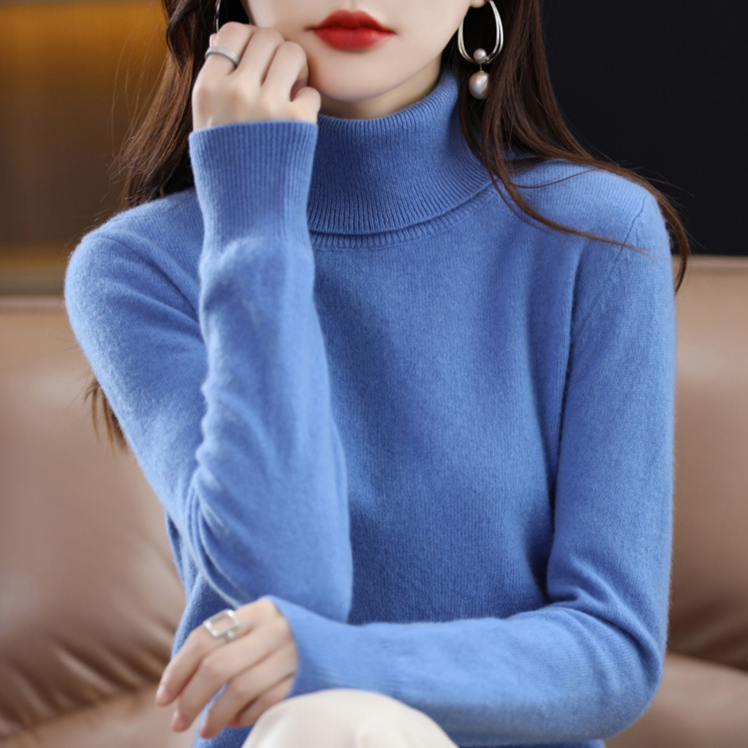 Women's 100% Cashmere Roll-Neck Jumper – Soft Regular Fit Pullover