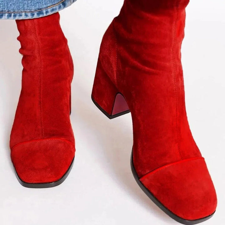 Suede Block Heel Ankle Boots for Women
