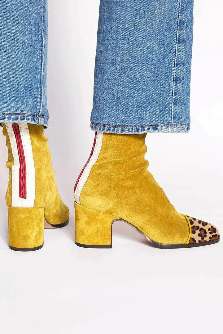 Suede Block Heel Ankle Boots for Women