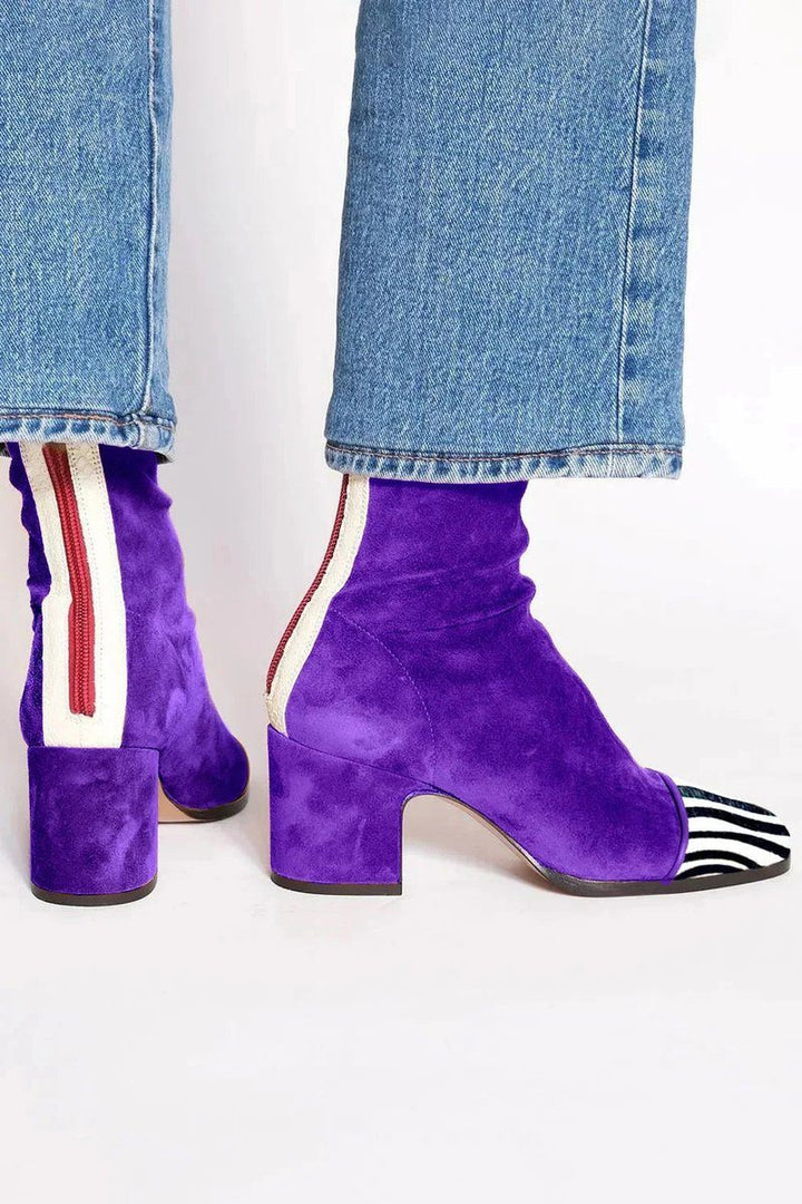 Suede Block Heel Ankle Boots for Women