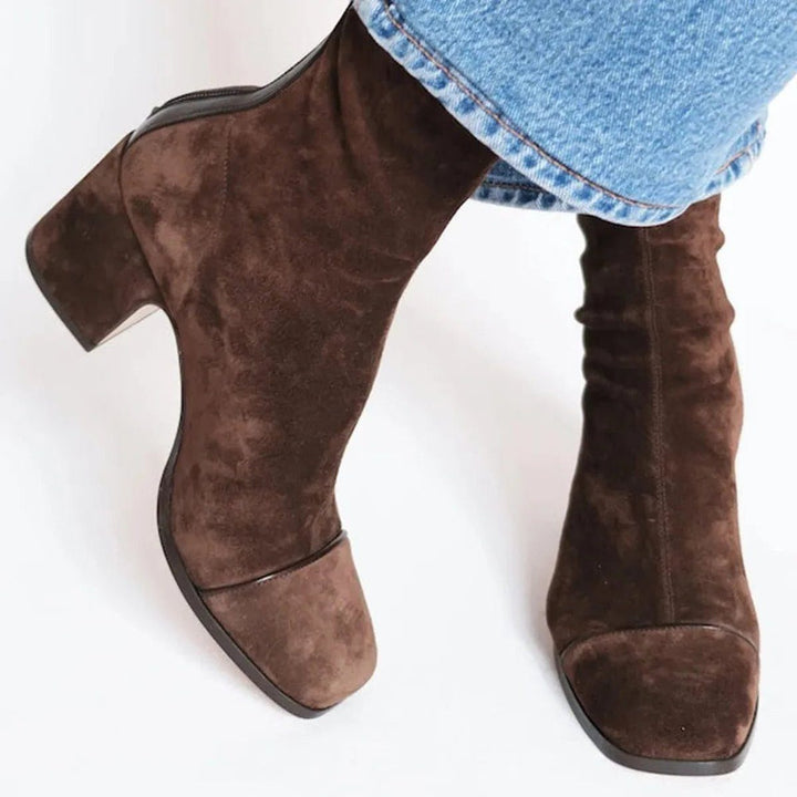 Suede Block Heel Ankle Boots for Women