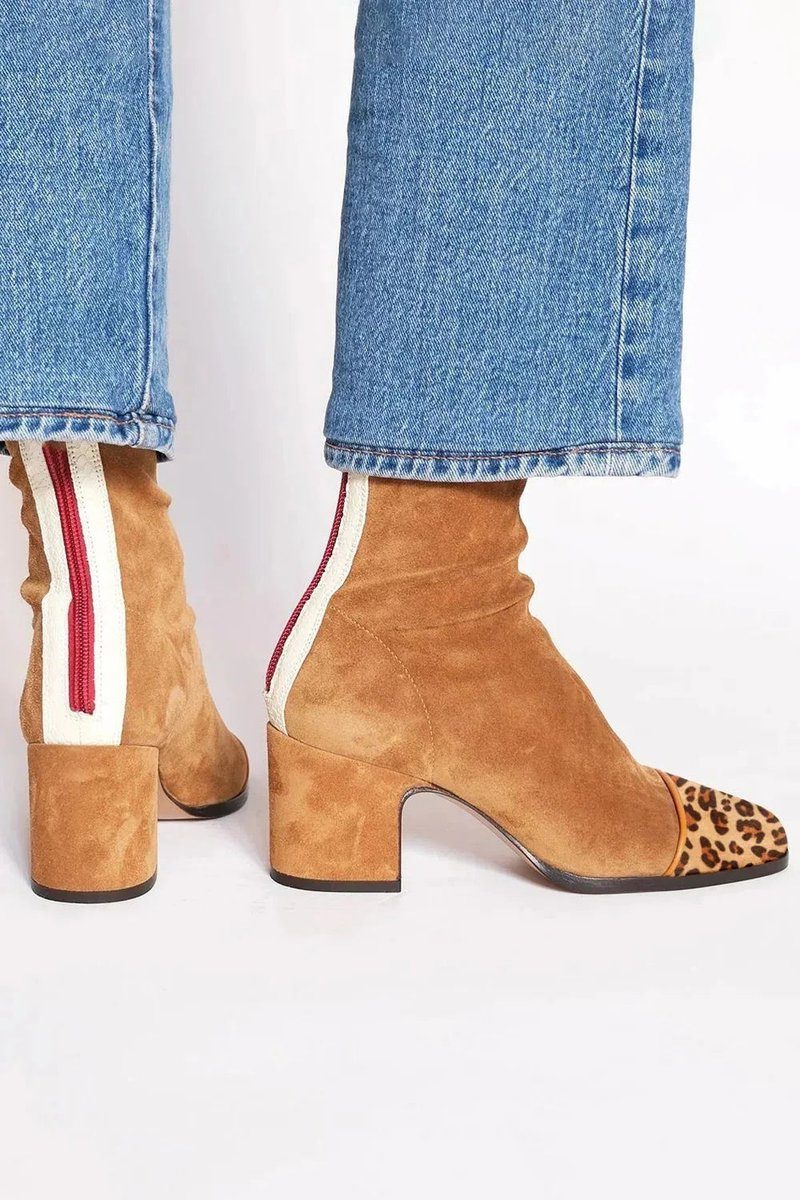 Suede Block Heel Ankle Boots for Women