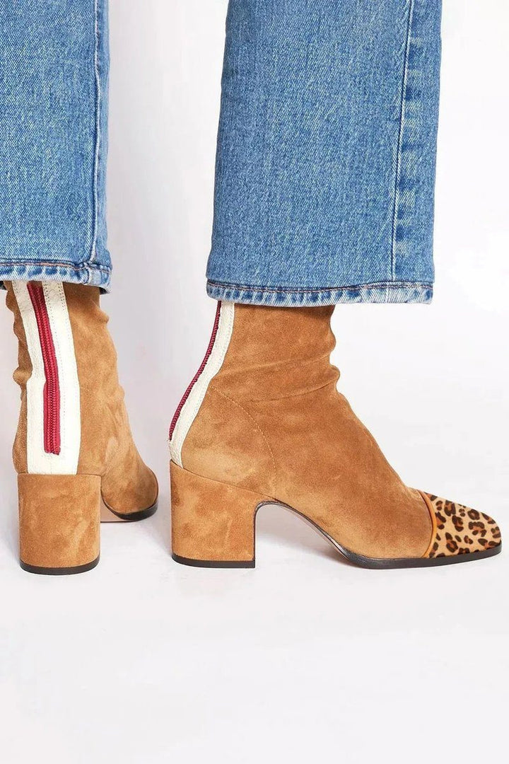 Suede Block Heel Ankle Boots for Women