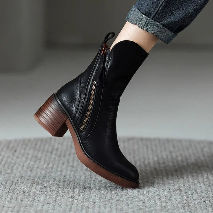 Women's Block Heel Zip-Up Ankle Boots