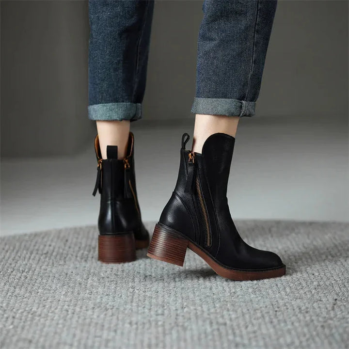 Women's Block Heel Zip-Up Ankle Boots