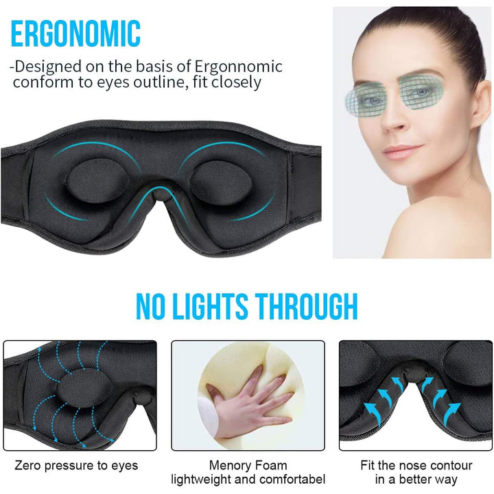 Bluetooth Sleep Mask with Silk and Weighted Design Built-In Headphones and 3D Memory Foam for Eyes