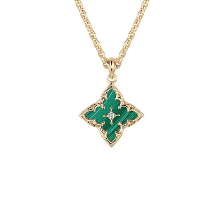 Gold necklace with four-leaf clover
