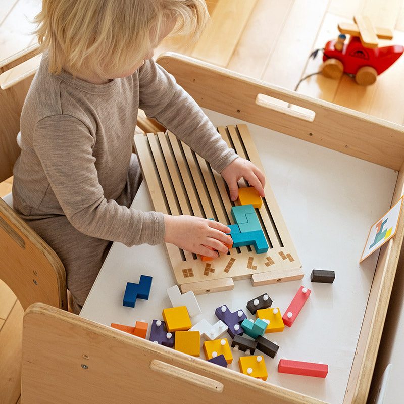 Montessori Wooden Tetris Stacking Puzzle – Educational Toy