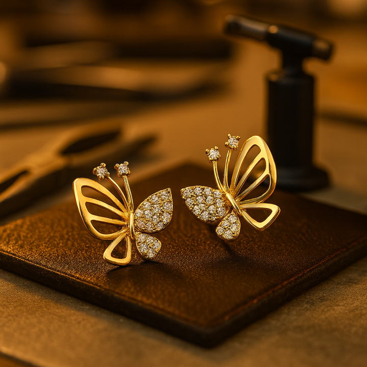 Elegant Cubic Zirconia Butterfly Stud Earrings