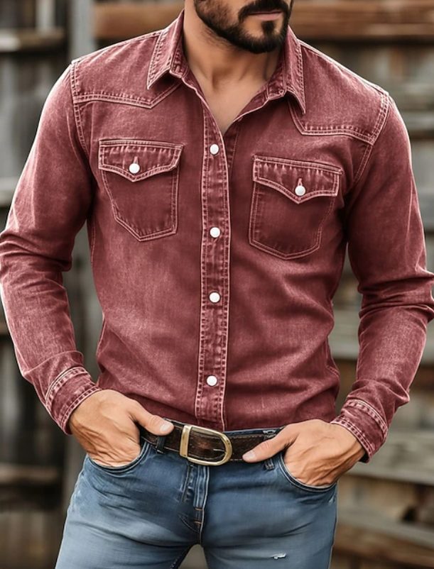 Denim Button-Down Shirt for Men