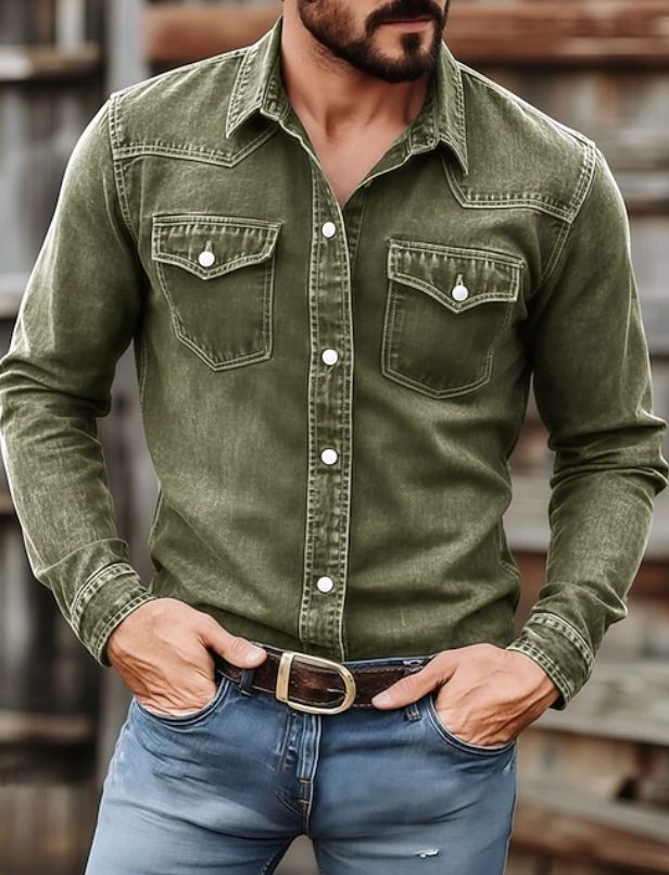 Denim Button-Down Shirt for Men