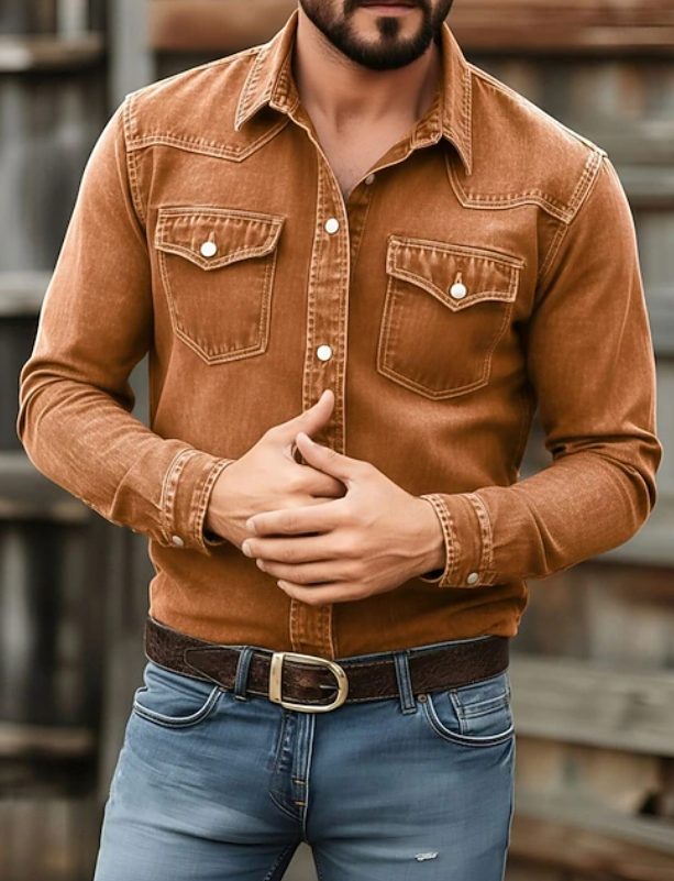 Denim Button-Down Shirt for Men