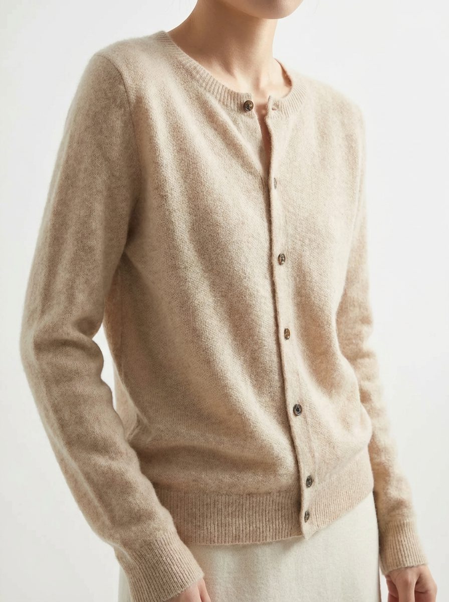 Button-Down Merino Wool Cardigan with Raglan Sleeves for Women