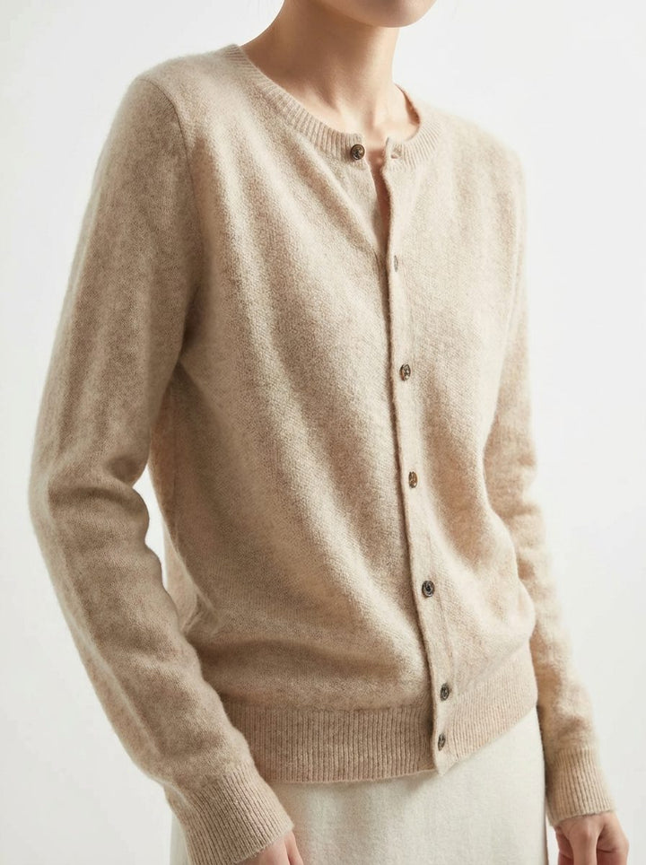 Button-Down Merino Wool Cardigan with Raglan Sleeves for Women