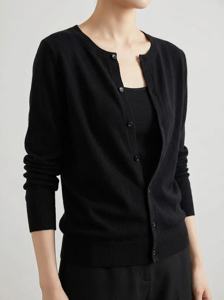 Button-Down Merino Wool Cardigan with Raglan Sleeves for Women