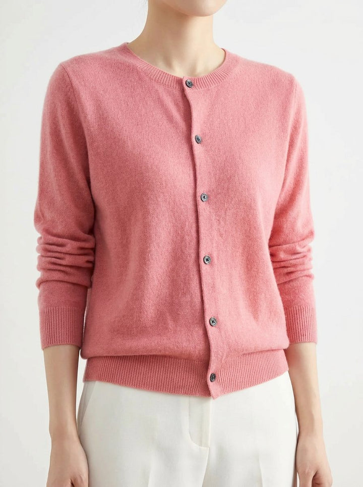 Button-Down Merino Wool Cardigan with Raglan Sleeves for Women