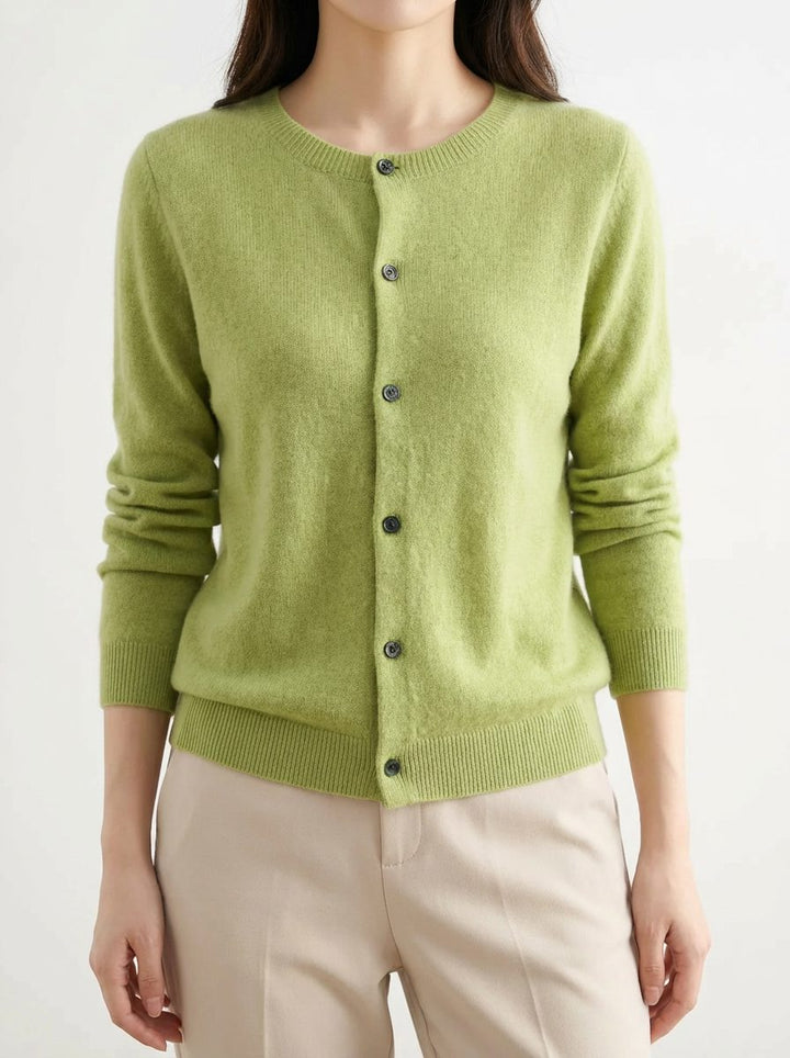 Button-Down Merino Wool Cardigan with Raglan Sleeves for Women