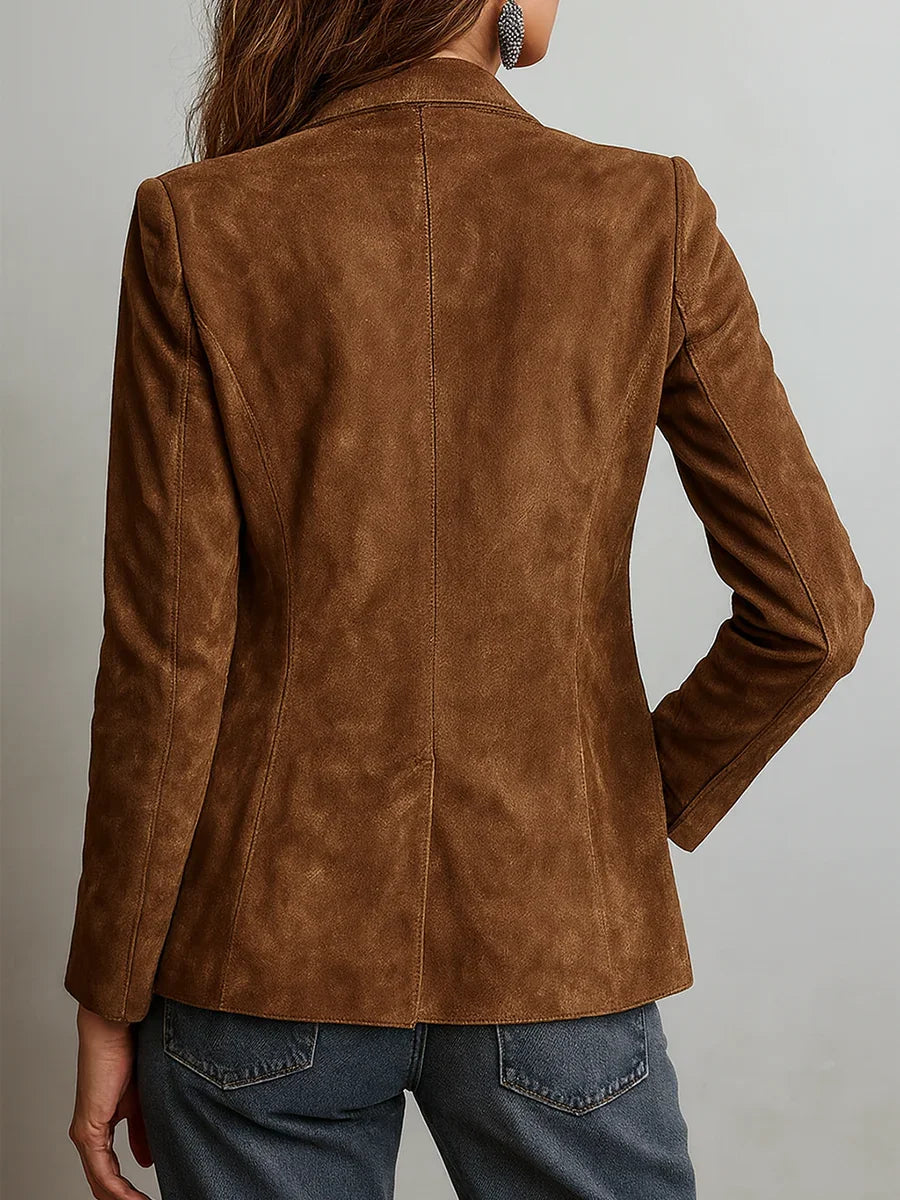 Button-Front Suede Blazer